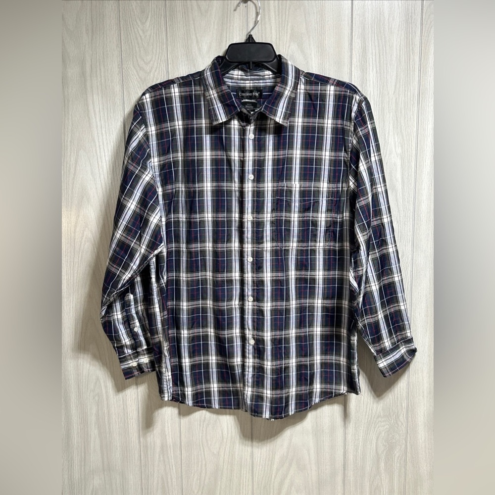 Carolina Bay Men’s Long Sleeve Plaid Button Down Shirt Size 2XL